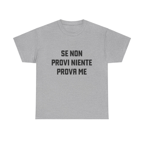 MARCHELAB Gris Unisexe T-shirt en coton &quot;SE NON PROVI NIENTE PROVA ME&quot; &quot;SI VOUS N’ESSAYEZ RIEN ME ESSAYER.&quot;