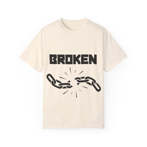 MARCHELAB T-Shirt Coton Unisexe Beige &quot;BROKEN&quot;