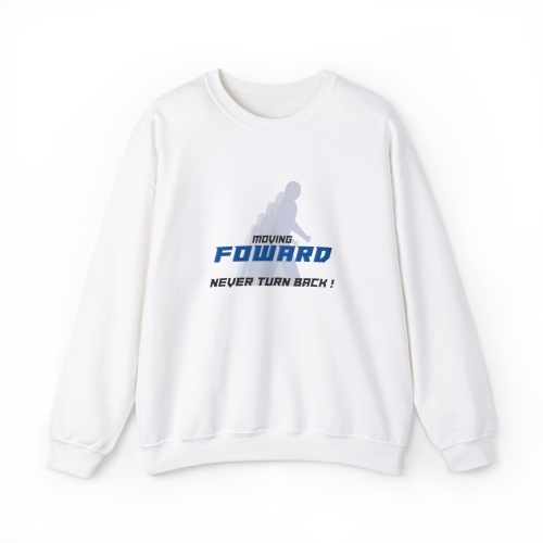 MARCHELAB Unisex Rundhals-Sweatshirt Weiß und blau- &quot;Moving Forward, Never Turn Back!&quot;