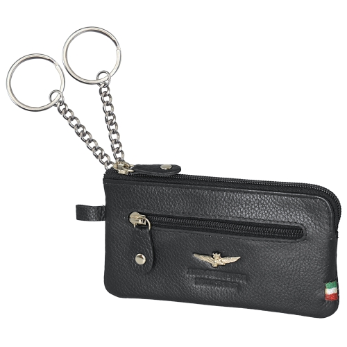 Portachiavi con anelli e porta spicci in pelle
