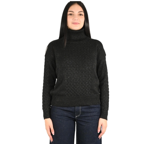 white wise maglia donna nero WW20032