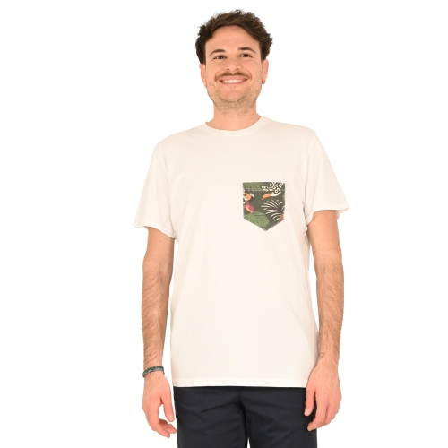 identiko bis t-shirt uomo bianco FIORI