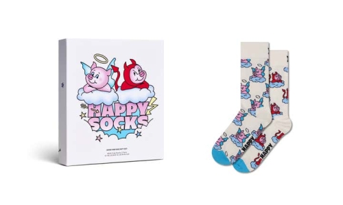 happy socks calzini donna bianco PACK GOOD BAD PIG GIFT/D