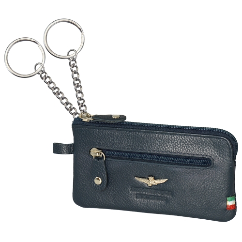 Portachiavi con anelli e porta spicci in pelle