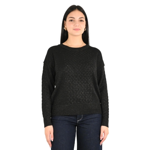 white wise maglia donna nero WW20033