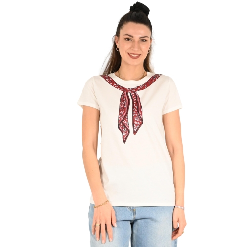 vicolo t-shirt donna panna bordeaux RD0817