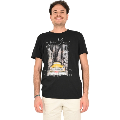 identiko bis t-shirt uomo nero NEW YORK VINTAGE