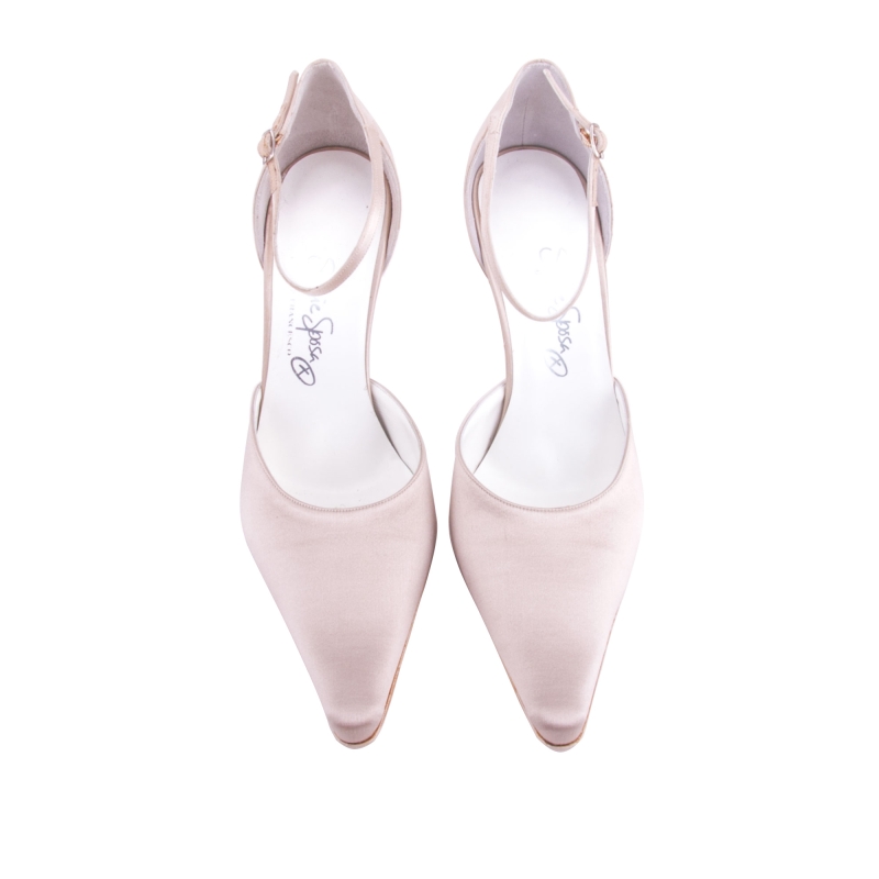 Sophie Sposa Irene 04758 Raso Seta Ecru Scarpe Donna da sposa con tacco Beige Made In Italy
