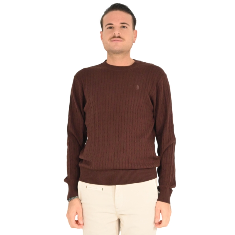 refrigue maglia uomo brown CREWNECK CABLE