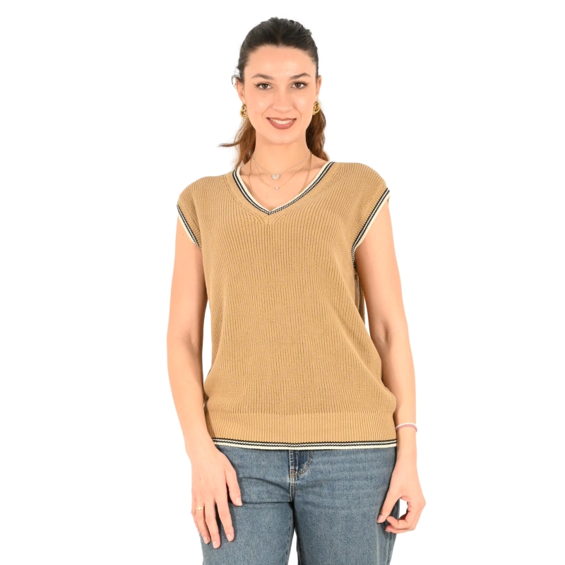 vicolo gilet donna cammello 77047D