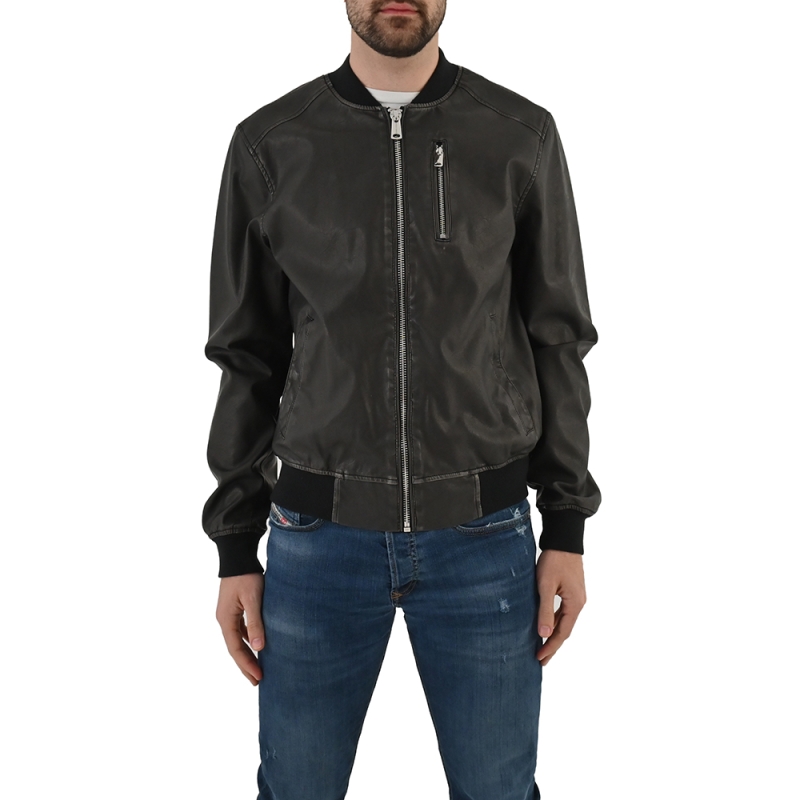 Freedomday Federico Bomber Jacket Noir Homme en cuir synthétique EFRM1312V208